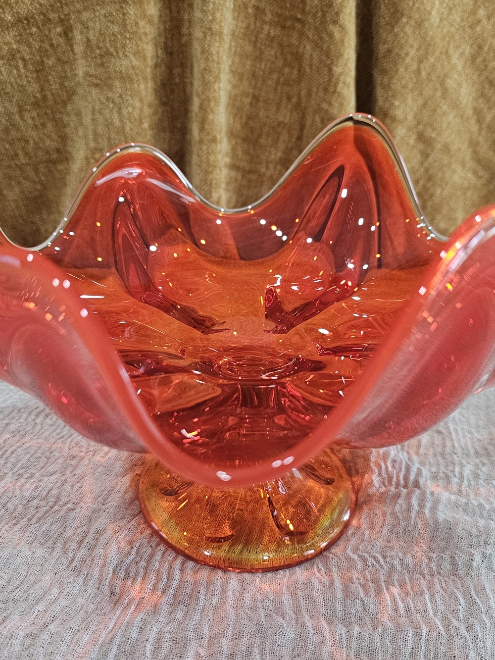 Viking Epic Persimmon Glass Compote Bowl Vintage Mid-century - Picture 3 of 8